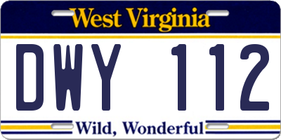 WV license plate DWY112