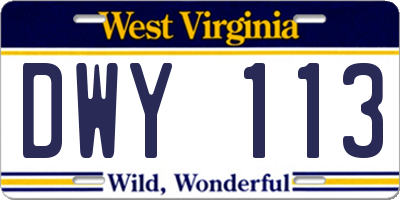 WV license plate DWY113
