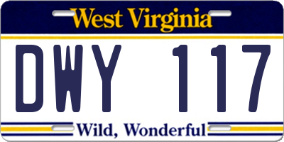WV license plate DWY117