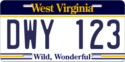 WV license plate DWY123