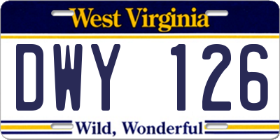 WV license plate DWY126