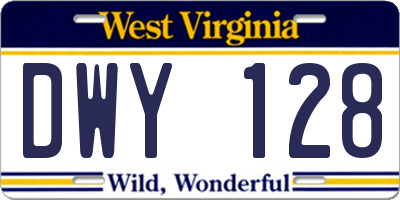 WV license plate DWY128