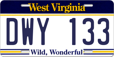 WV license plate DWY133