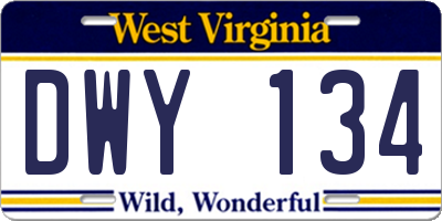 WV license plate DWY134
