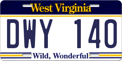 WV license plate DWY140