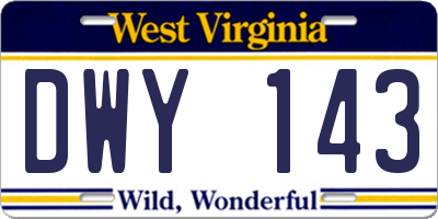 WV license plate DWY143