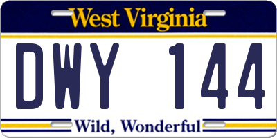 WV license plate DWY144