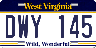 WV license plate DWY145