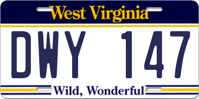 WV license plate DWY147