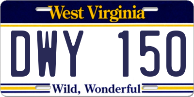 WV license plate DWY150
