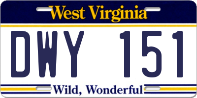 WV license plate DWY151