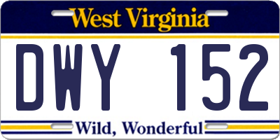 WV license plate DWY152