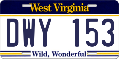 WV license plate DWY153