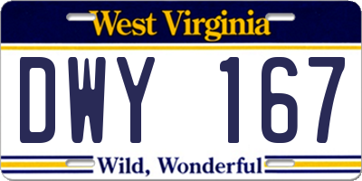 WV license plate DWY167