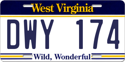 WV license plate DWY174