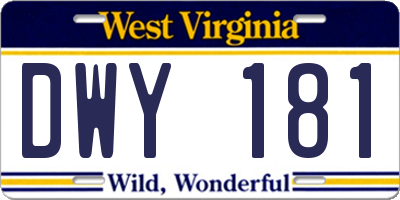 WV license plate DWY181