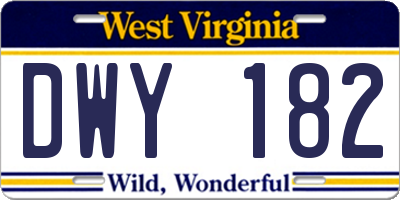 WV license plate DWY182