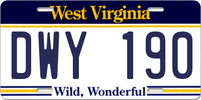 WV license plate DWY190