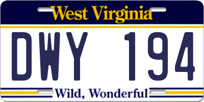 WV license plate DWY194