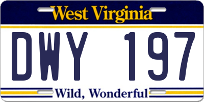 WV license plate DWY197