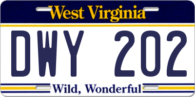 WV license plate DWY202