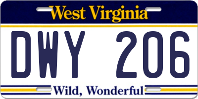 WV license plate DWY206