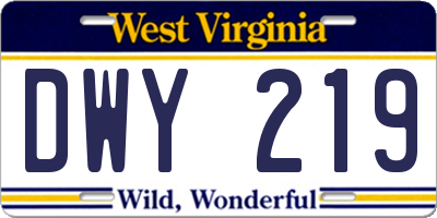 WV license plate DWY219