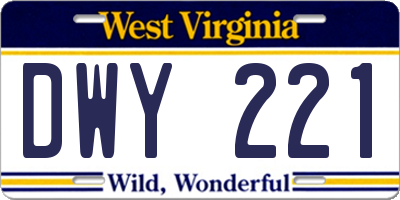 WV license plate DWY221