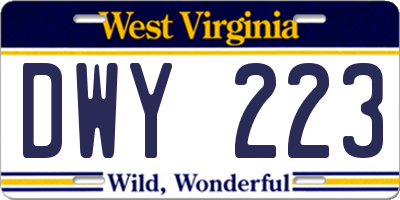 WV license plate DWY223