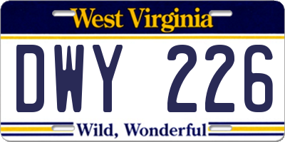 WV license plate DWY226