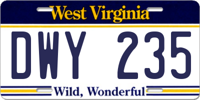 WV license plate DWY235