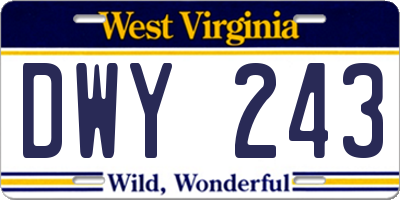 WV license plate DWY243
