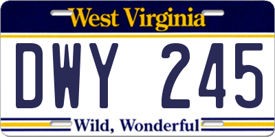 WV license plate DWY245
