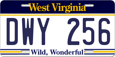 WV license plate DWY256