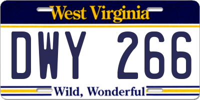 WV license plate DWY266