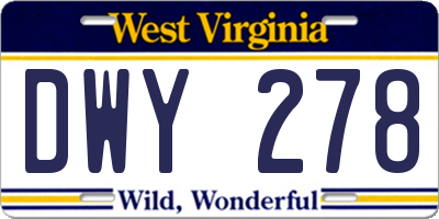WV license plate DWY278
