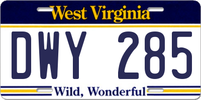 WV license plate DWY285