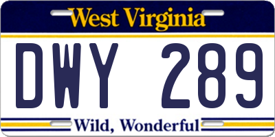 WV license plate DWY289