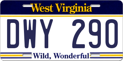 WV license plate DWY290