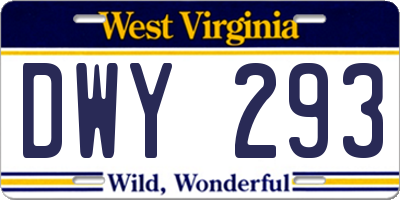 WV license plate DWY293