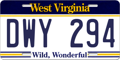 WV license plate DWY294