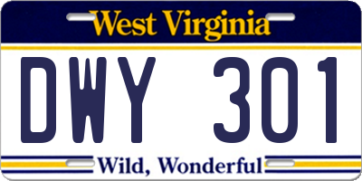 WV license plate DWY301