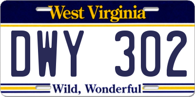 WV license plate DWY302