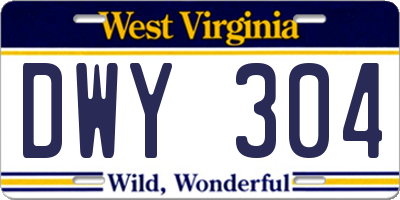 WV license plate DWY304