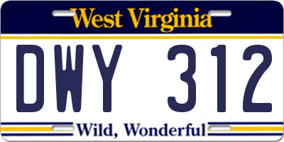 WV license plate DWY312