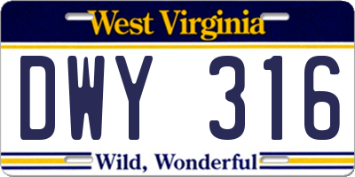WV license plate DWY316