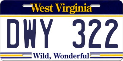 WV license plate DWY322
