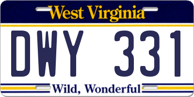 WV license plate DWY331