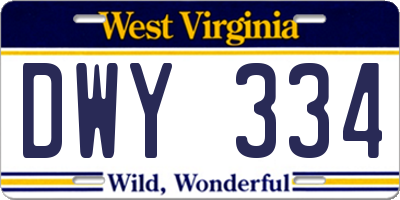 WV license plate DWY334