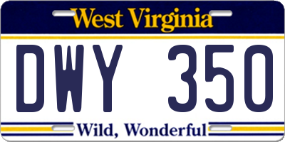 WV license plate DWY350